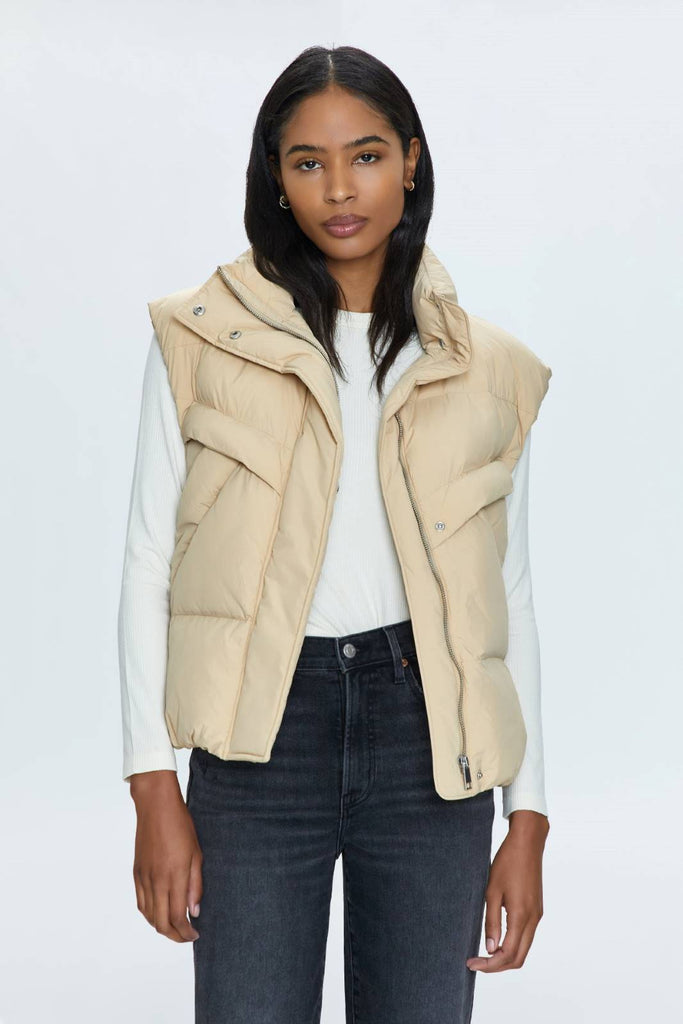 warm sand puffer vest