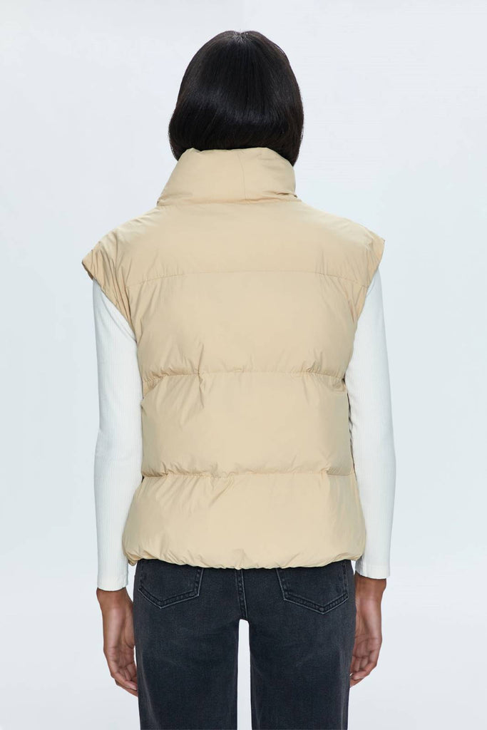 warm sand puffer vest