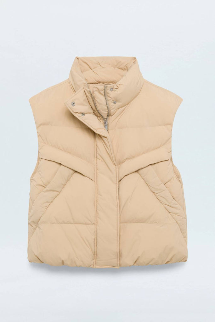 warm sand puffer vest