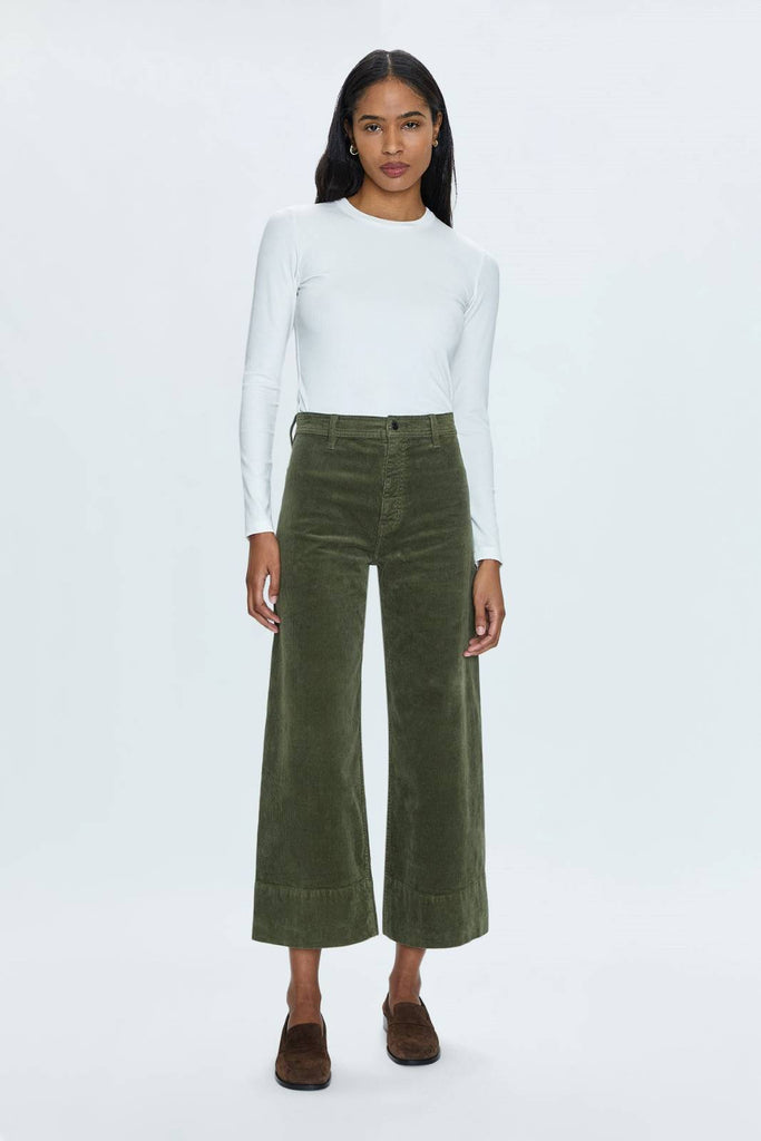 green corduroy pants