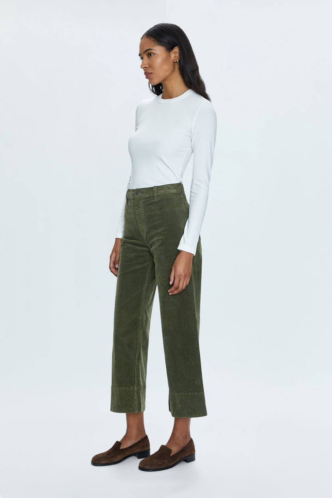 green corduroy pants