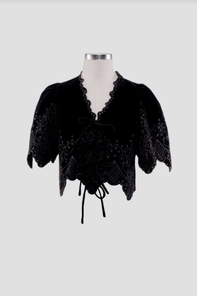 black velvet eyelet top