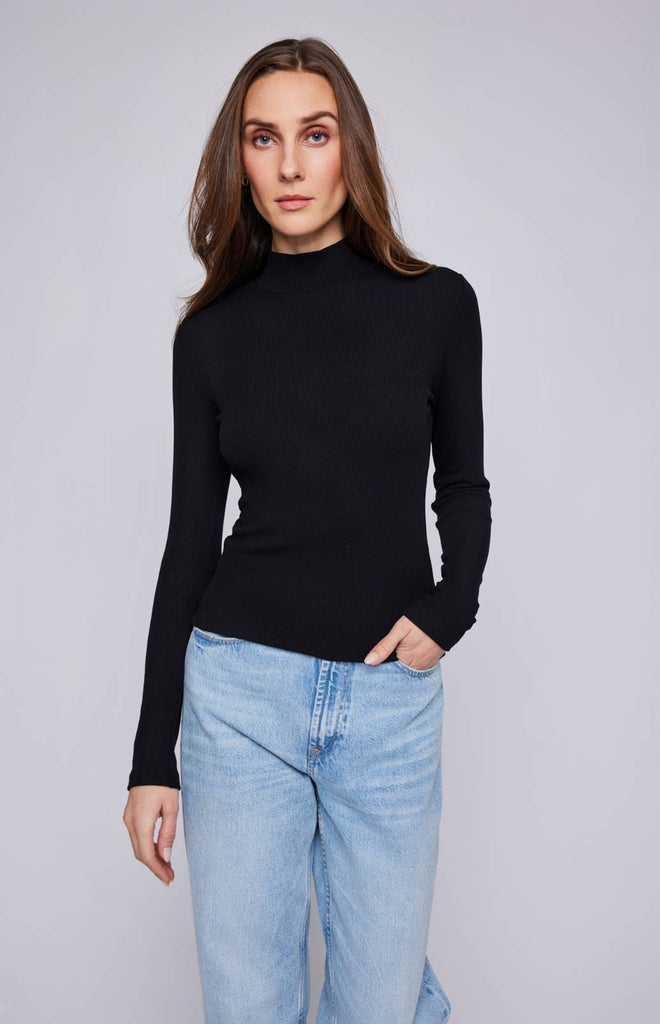 black ribbed mock neck