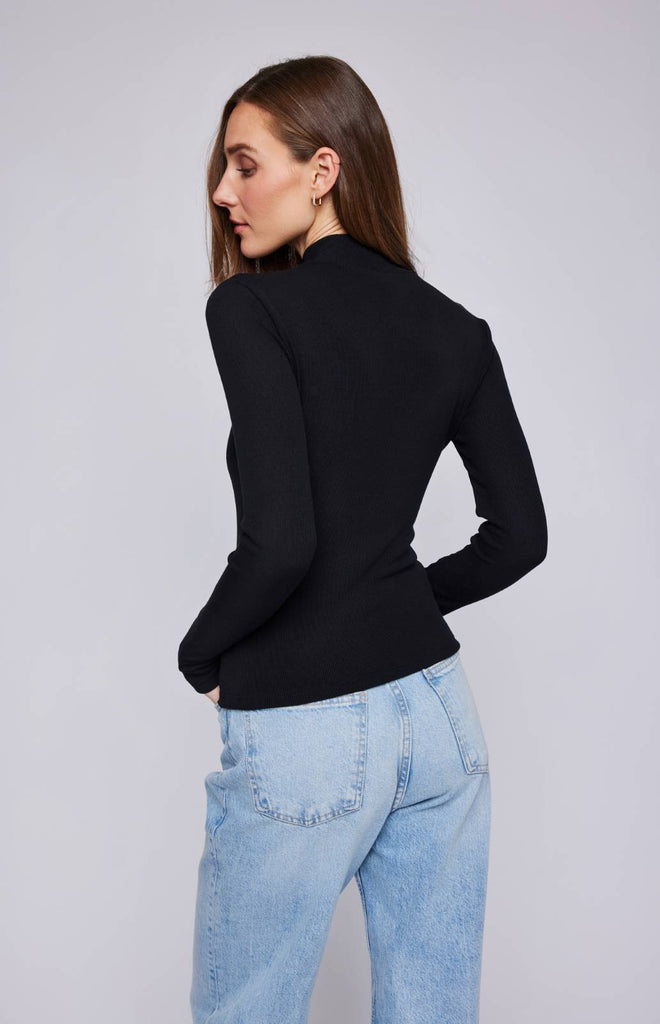 black mock neck top